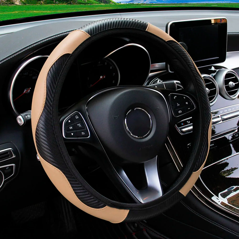 Car Steering Wheel Cover Breathable Anti Slip PU Leather Steering Covers