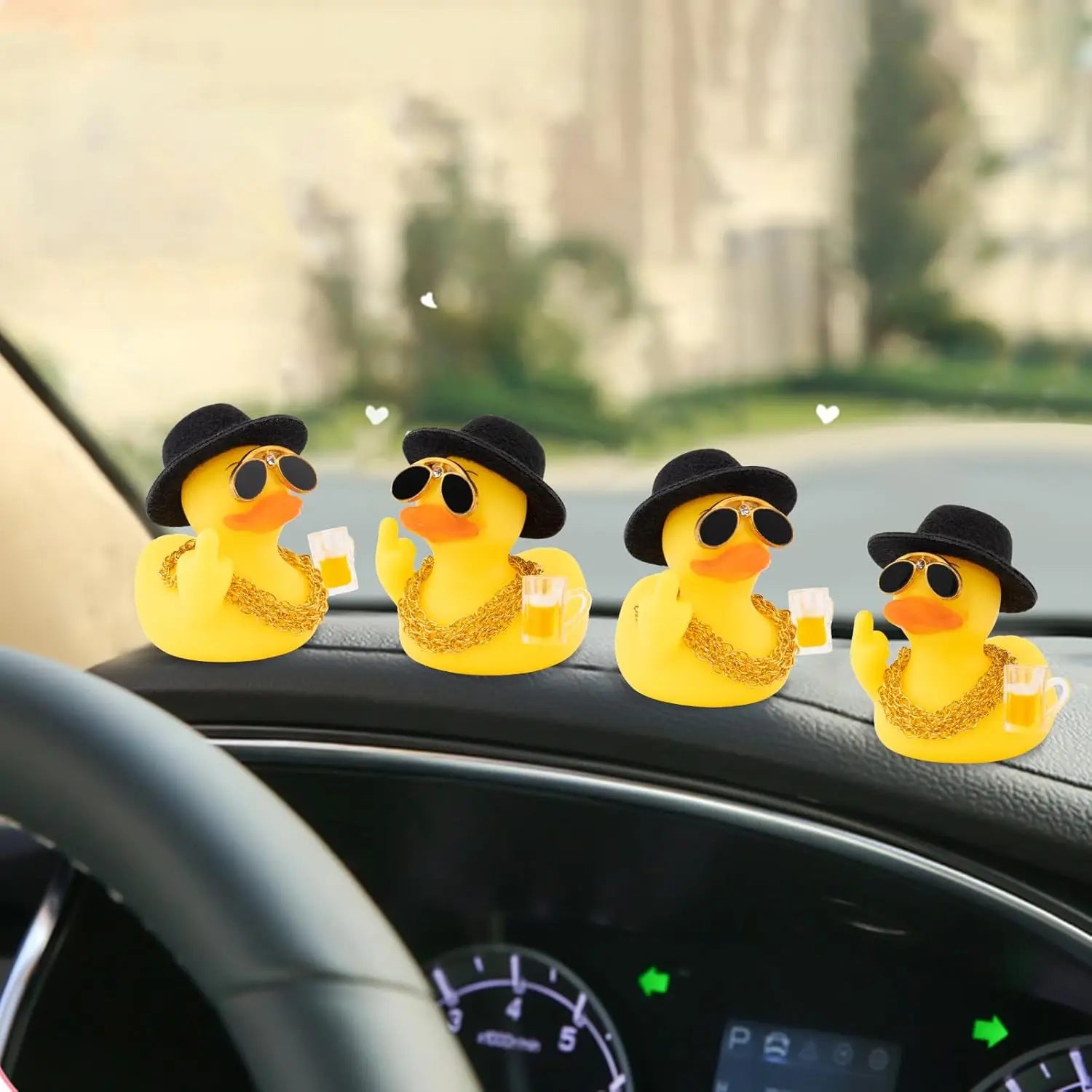 Rubber Middle Finger Duck Car Ornament Funny Office Gift Dashboard Decoration Premium Automotive Accessory