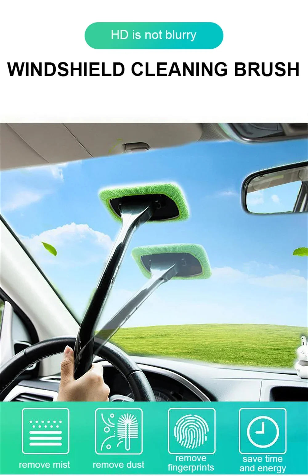 New Car Window Cleaner Brush Kit Windshield Cleaning Wash Tool Inside Interior Premium Automotive Accessory