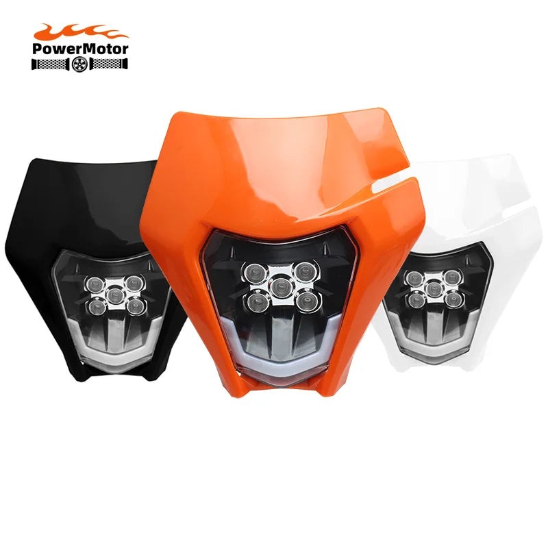 for KTM Headlight Plate LED Motorcycle Enduro Fairing EXC MX SX  Wick Headlamp Dirt Bike Parts Supermoto Motocross Enduro Mask
