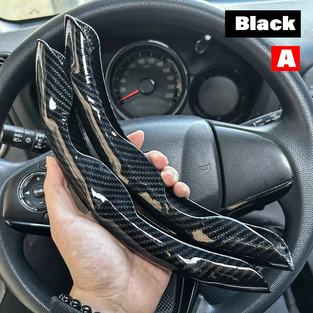 2 PCS Universal Round Car Steering Wheel Cover Carbon Fiber