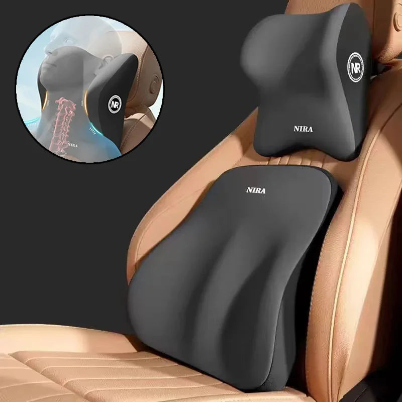 Memory Foam Car Universal Headrest Lumbar Cushion Back Pillow Interior Protector