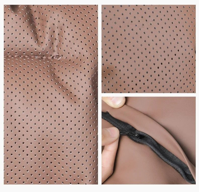 Memory Leather Car Headrest Neck Support Backrest Breathable Punched Design