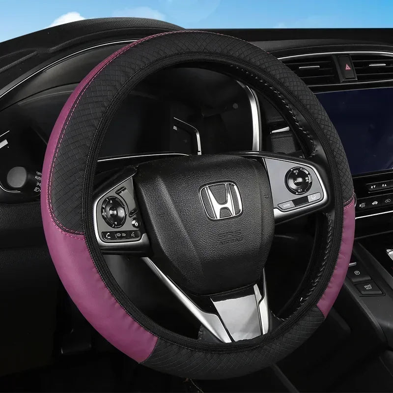 Leather Car Steering-wheel Cover 37CM-38CM Car-styling Interior Accessories
