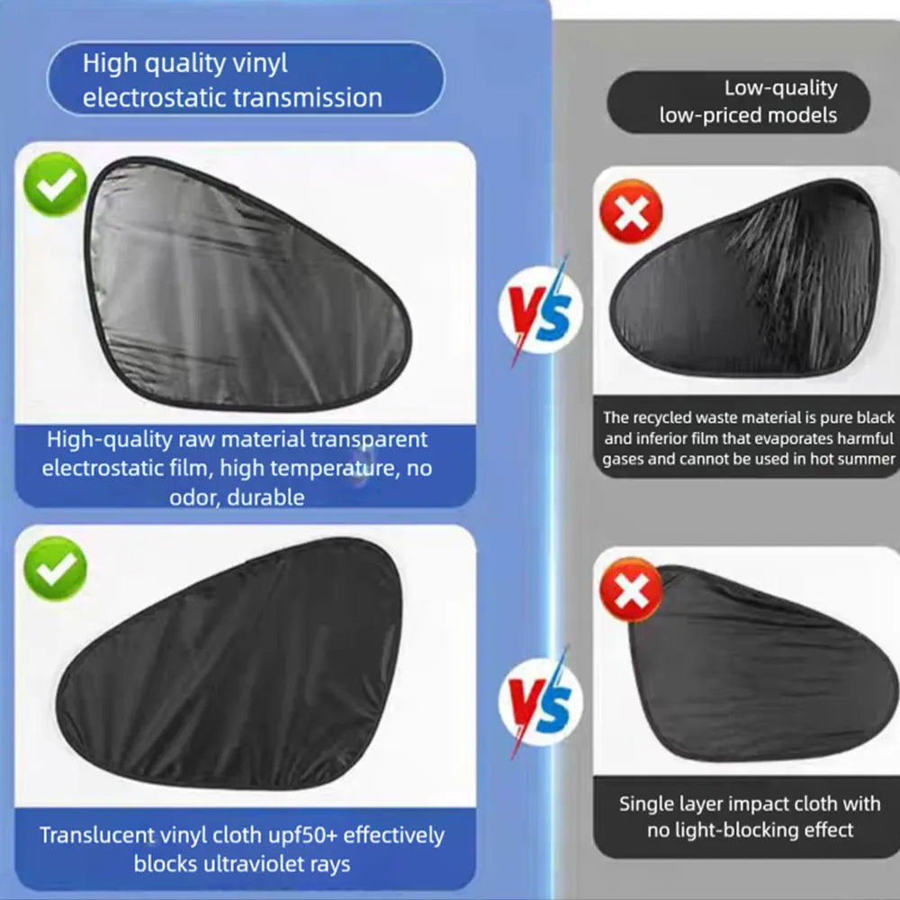 New Electrostatic Sun Visor for Car Side Window 4-Layer Shade Curtains SUV Truck