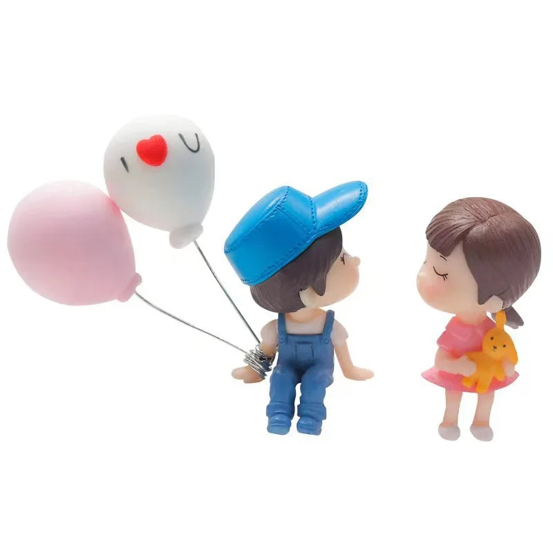 Cute Cartoon Couples Car Decoration Accessories Romantic Figurines Balloon Premium Automotive Accessory