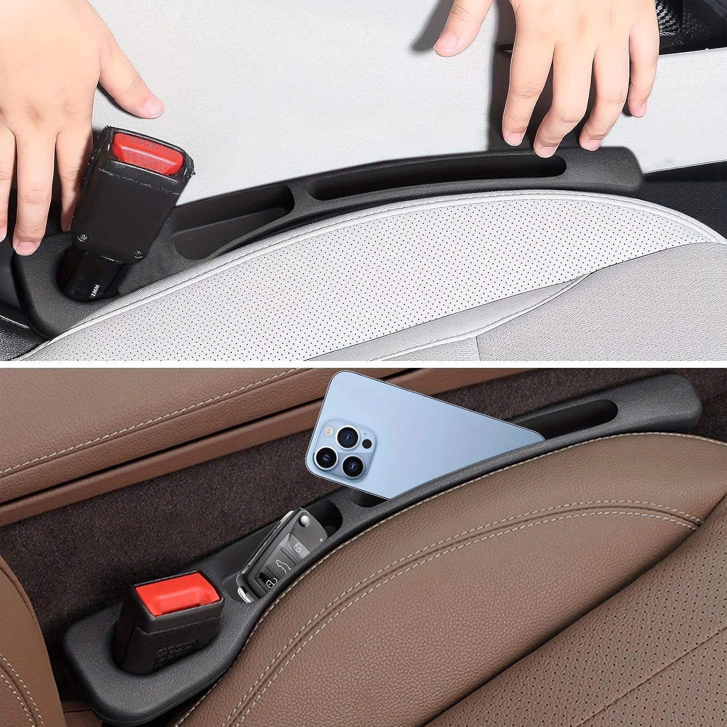 Lot of 2 Car Seat Gap Filler Organizer Pu Waterproof Plug Strip with 2 Interior