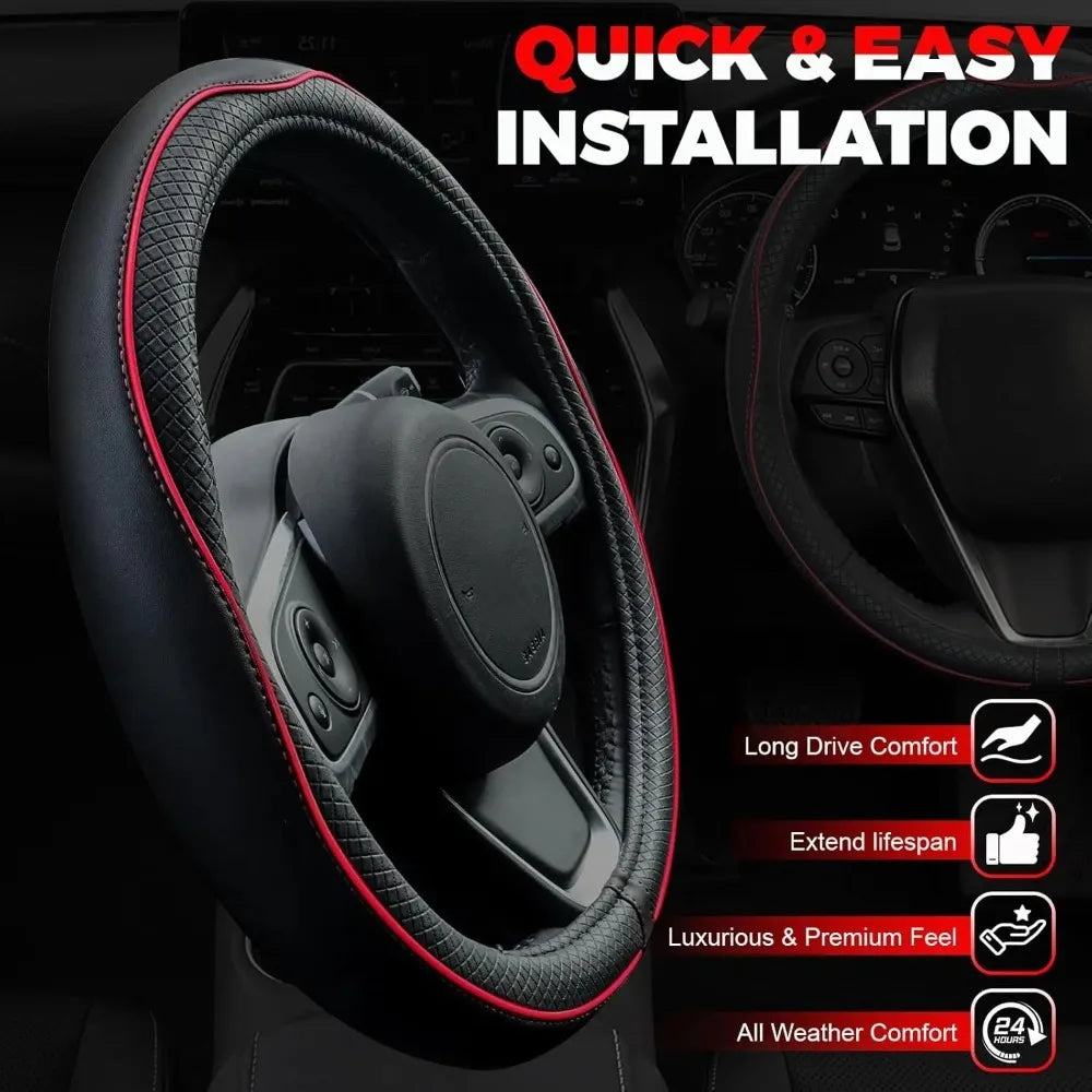 Car Steering Wheel Cover, Anti-Slip, Safety, Soft, Breathable, Heavy Duty