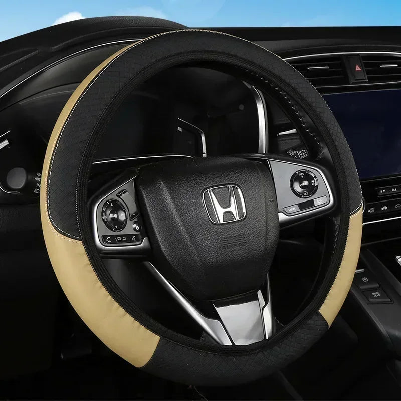 Leather Car Steering-wheel Cover 37CM-38CM Car-styling Interior Accessories