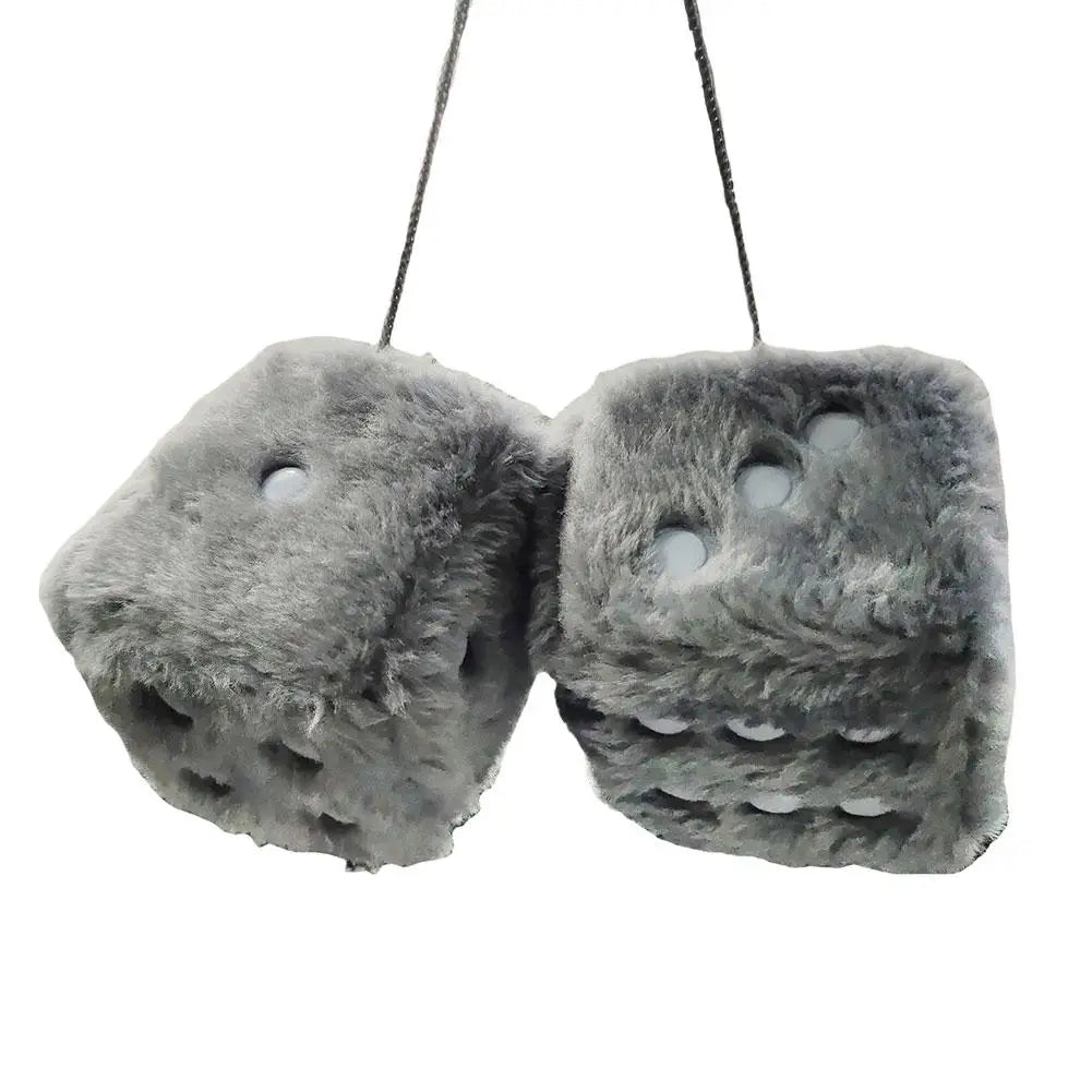 Big Long Hair Hot Stamping Dot Dice Plush Toy Cube Pendant Car Ornament Sieve Premium Automotive Accessory