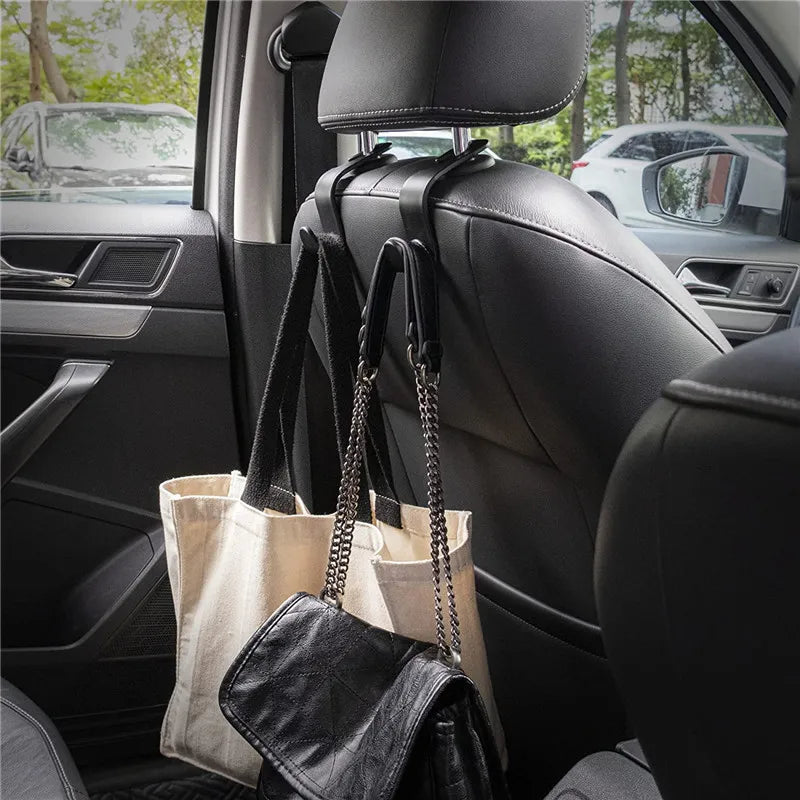 2 Pcs Car Headrest Hooks Hanger for Bags Seat Back Organizer Holder Clips Auto