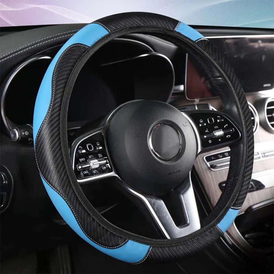 Car Steering Wheel Cover Breathable Anti Slip PU Leather Steering Covers