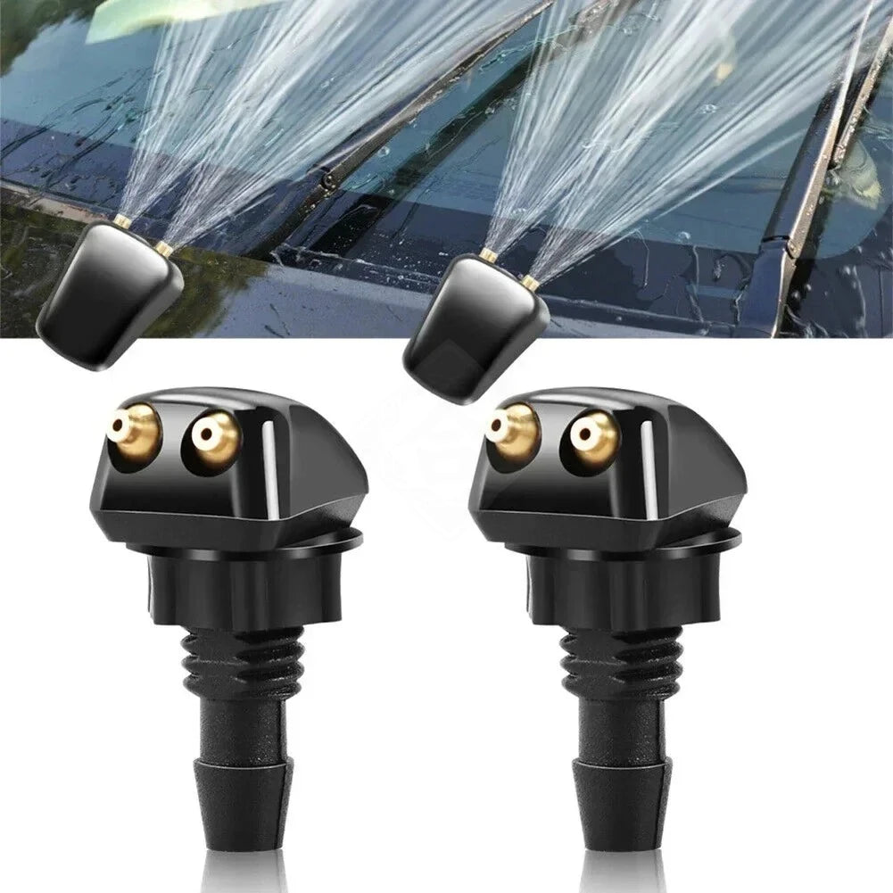 Sale 2Pcs Car Windshield Wiper Washer Spray Nozzle Fits Most Models Dual Holes Premium Automotive Accessory