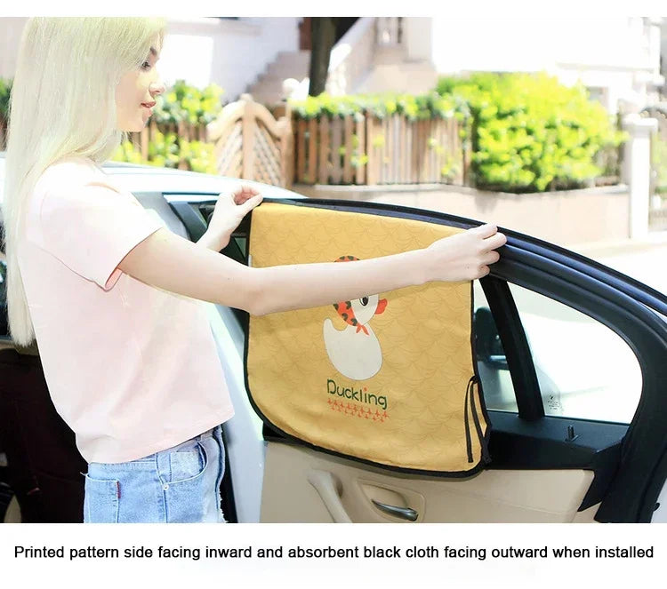 Cartoon Universal Side Window Sunshade UV Protection For Baby Children Car