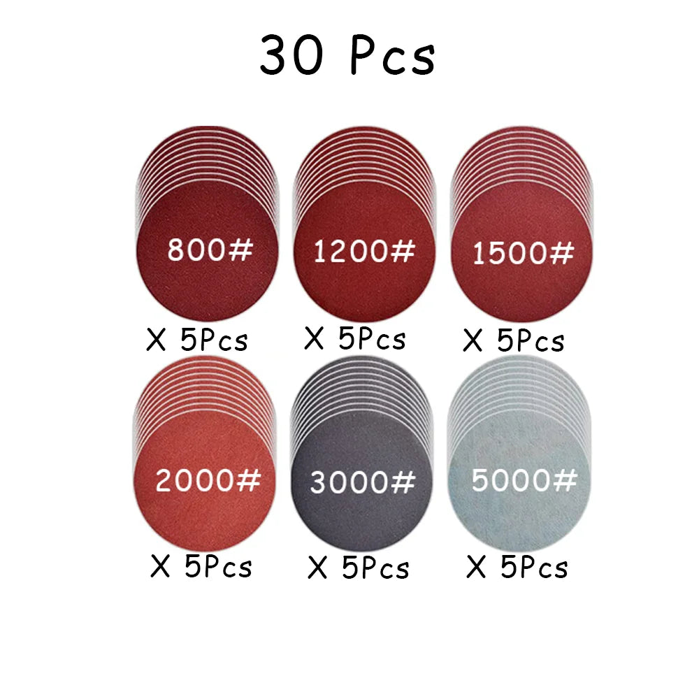 15-65 Pcs Car Headlight Repair Restoration Kit 3 Inch 75mm Sanding Plate Waxing Sponge Sanding Pad for Polishing and Sanding