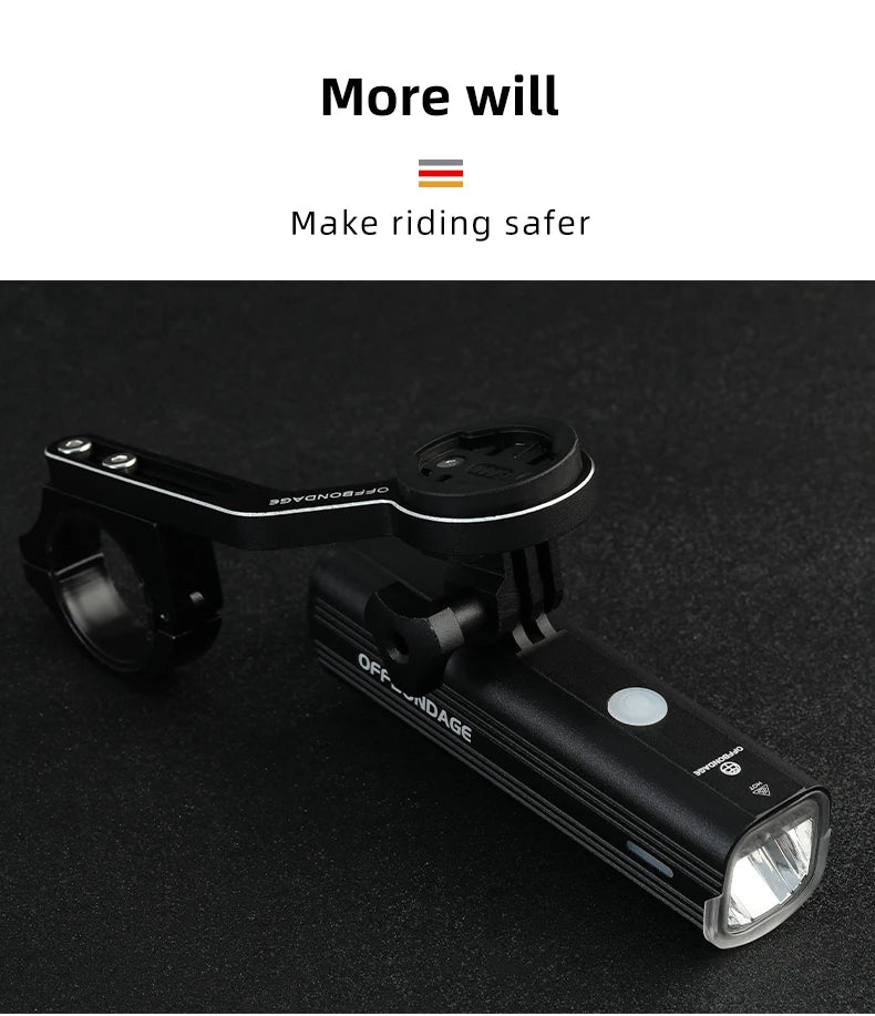 OFFBONDAGE Bike Front Light Rainproof USB Rechargeable Bicycle Light 1000LM Cycling Headlight LED 4800mAh Flashlight Bike Lamp