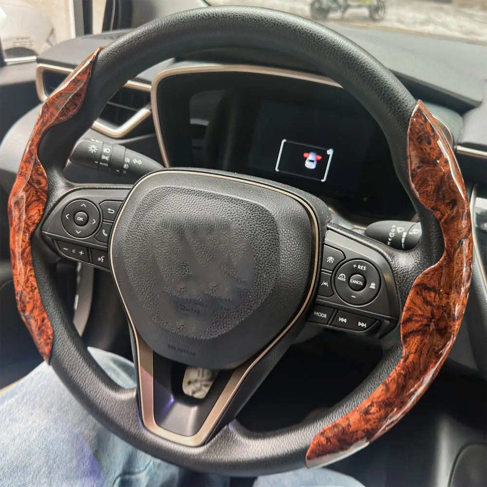2 PCS Universal Round Car Steering Wheel Cover Carbon Fiber