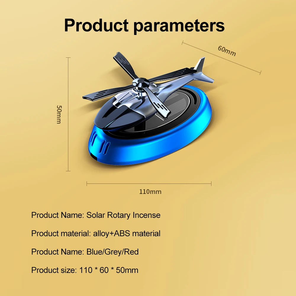 Solar Powered Rotation Helicopter Aromatherapy Car Air Freshener Alloy ABS SUV