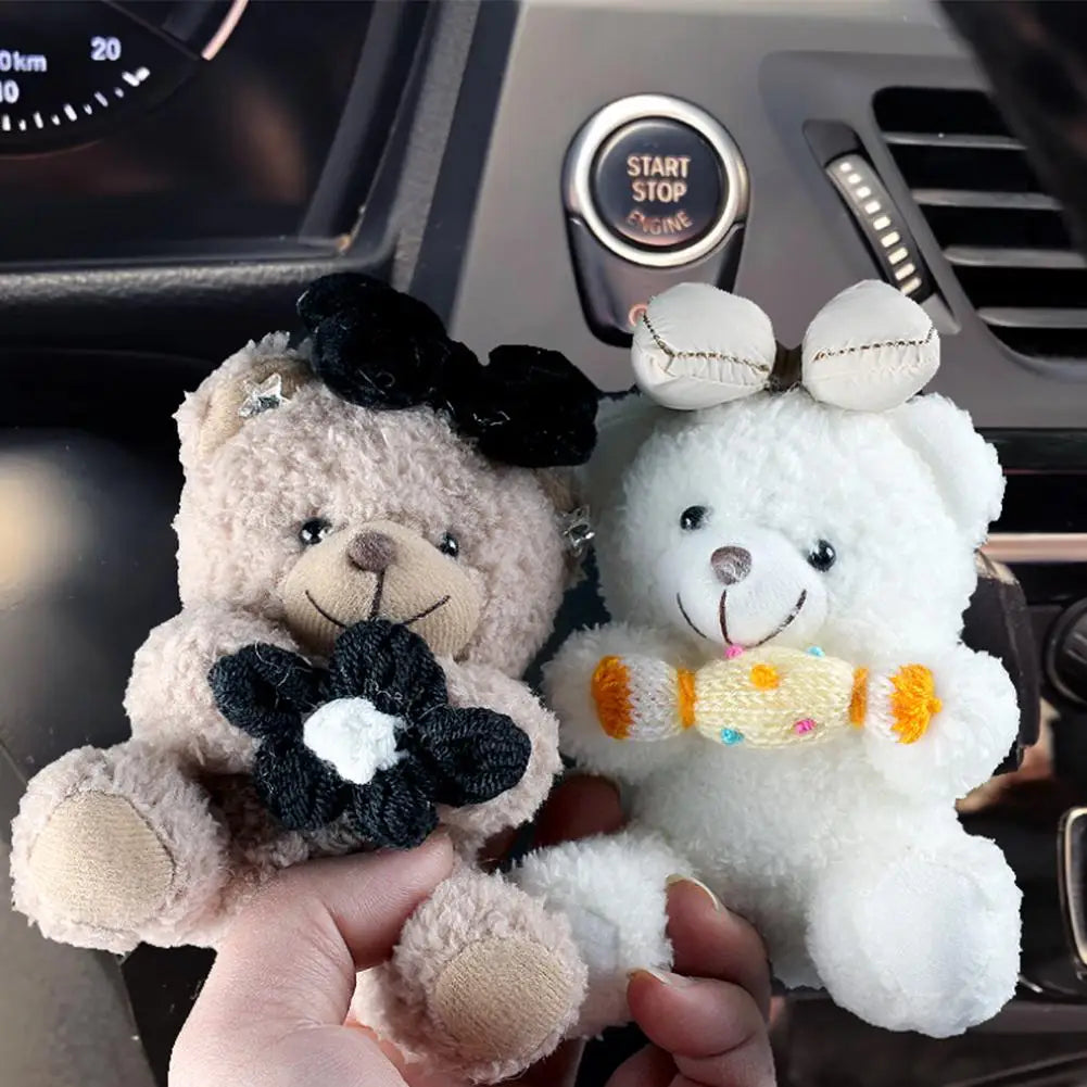 Cute Bear Car Gear Shift Decoration Plush Doll Turn Signal Wiper Rearview Mirror Premium Automotive Accessory