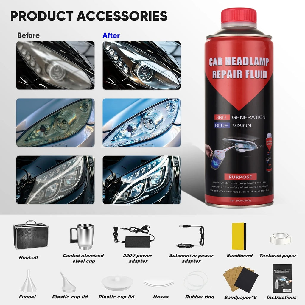 800ML Car Headlight Restoration Automotive Cleaning Kit Car Headlight Renovation Light Restoration Liquid Polymer for Headlights