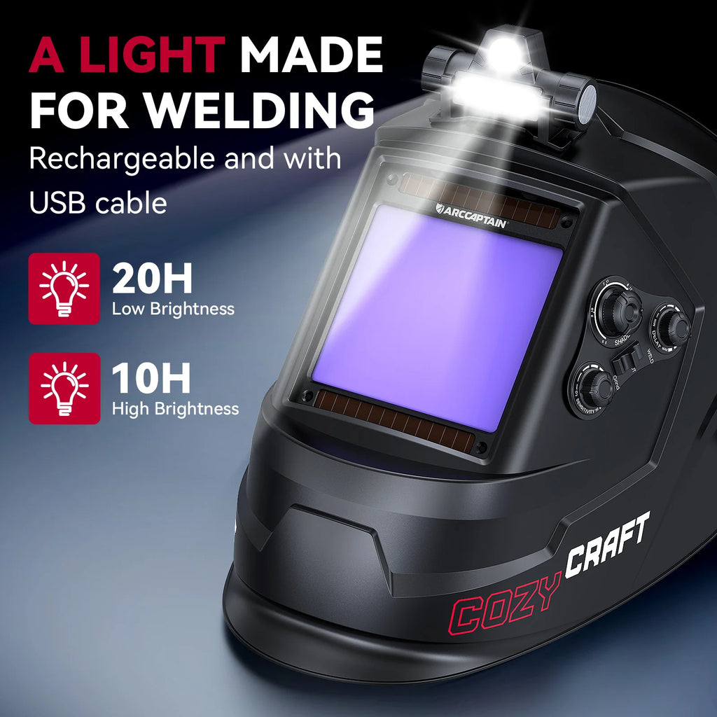 Welding Helmet ARCCAPTAIN  Auto Darkening Solar Powered True Color Welding Hood 1/1/1/1 Welder Mask For MMA MIG TIG Cutting