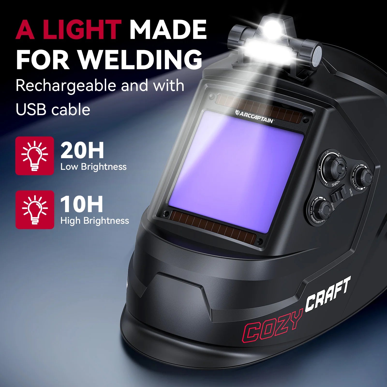Welding Helmet ARCCAPTAIN  Auto Darkening Solar Powered True Color Welding Hood 1/1/1/1 Welder Mask For MMA MIG TIG Cutting