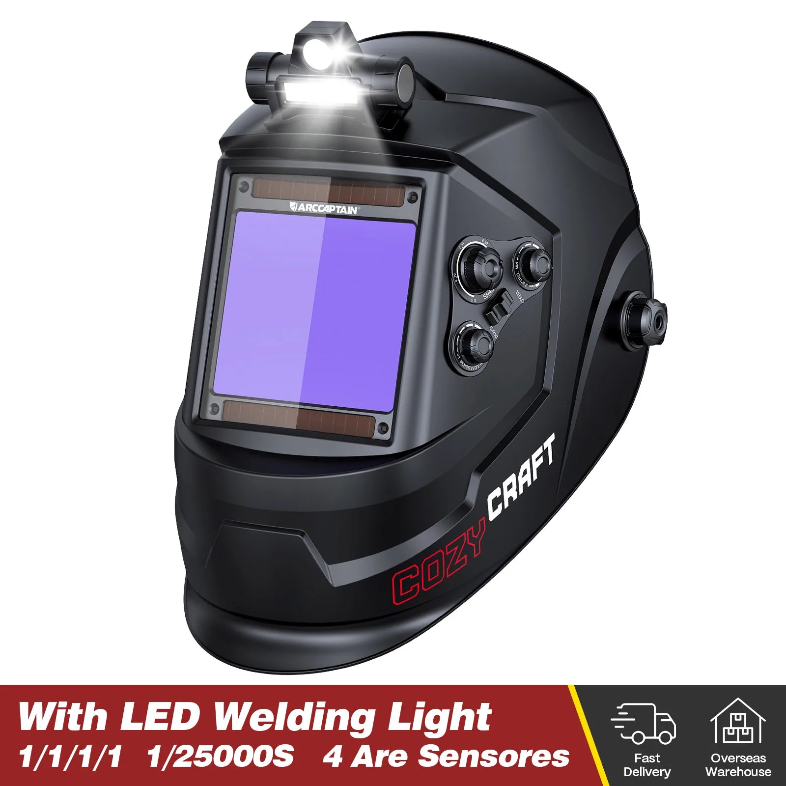 Welding Helmet ARCCAPTAIN  Auto Darkening Solar Powered True Color Welding Hood 1/1/1/1 Welder Mask For MMA MIG TIG Cutting