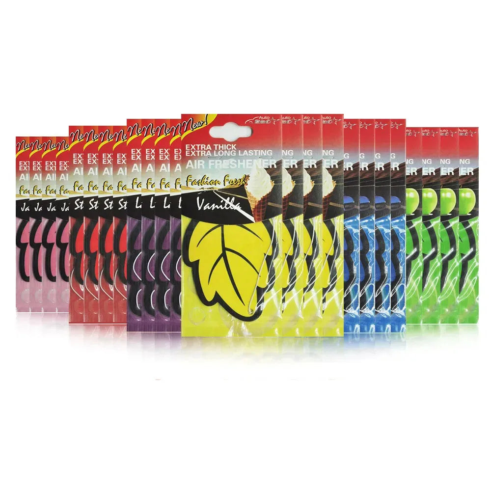 3-60pcs Car Air Freshener Natural Scented Tea Paper Auto Hanging Vanilla Perfume