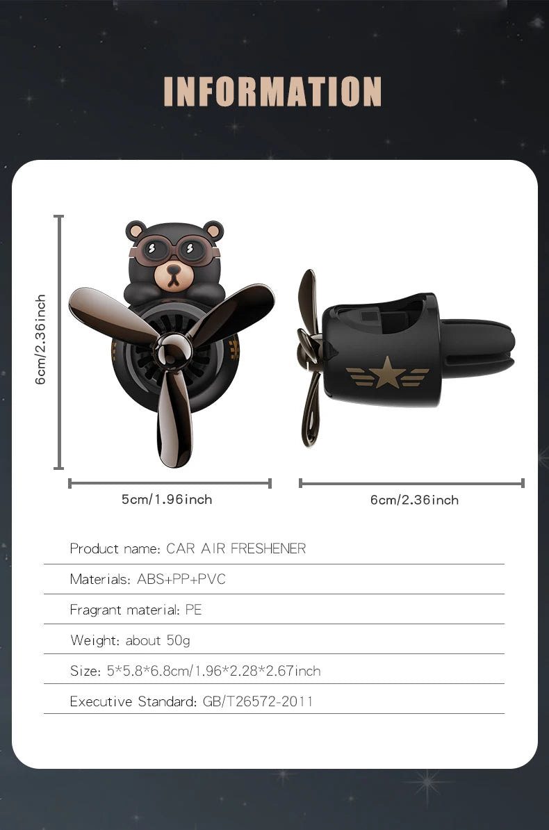 Odorless DIY perfume ornament airplane pilot bear car air freshener decoration