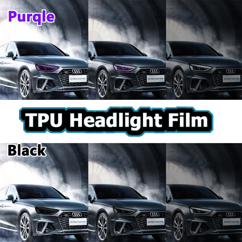 Black/purple TPU photochromic headlight film suitable for any car light decoration, scratch resistant, and protective stickers
