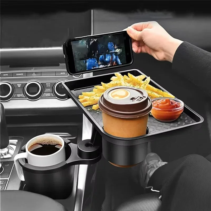 High Quality Universal Car Cup Holder Tray 360 Rotating Adjustable Dual Bracket
