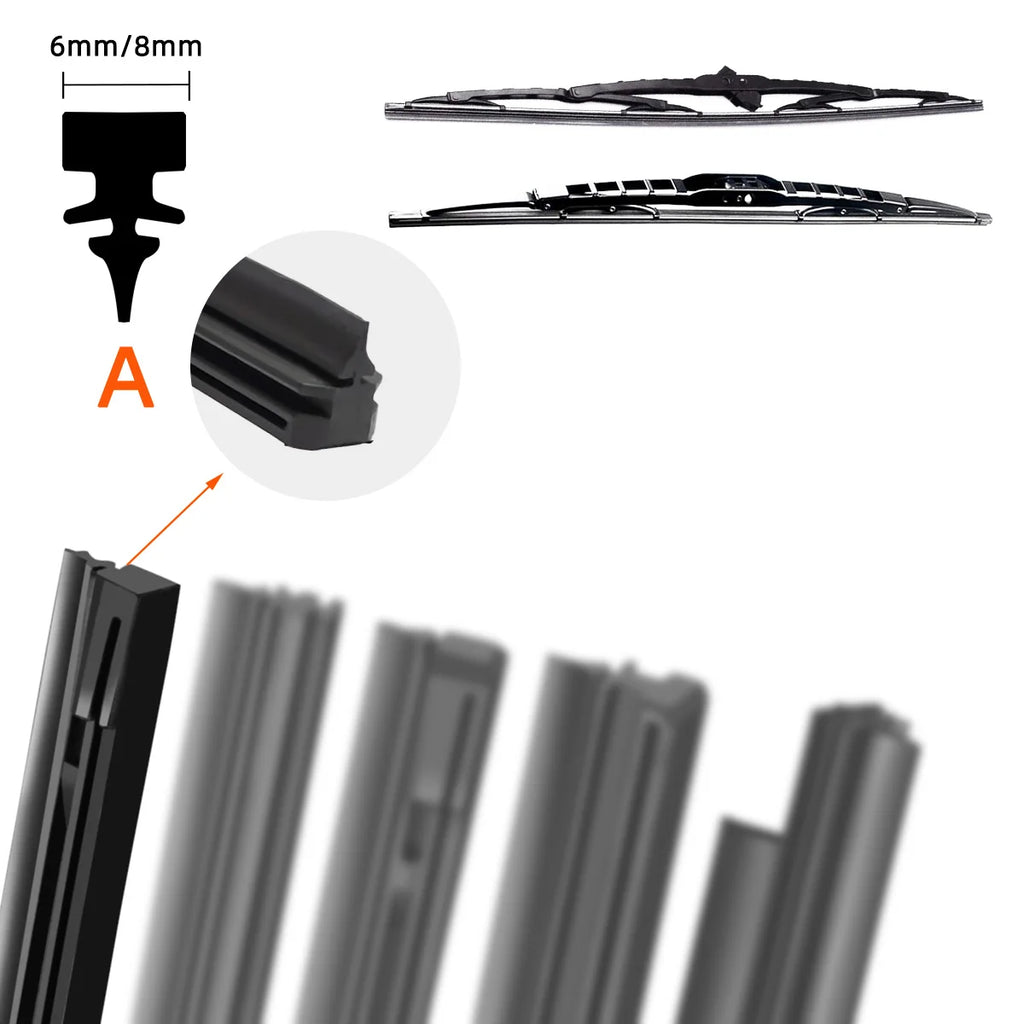 Car Wiper Rubber Strips Refill Blade Replacement Parts All Types Seasons Premium Automotive Accessory