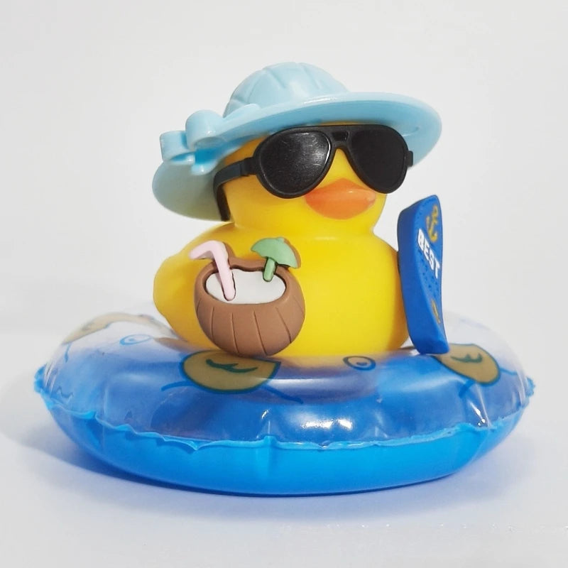 New! Car Dashboard Ornaments Summer Little Yellow Duck Coconut Skateboard Hat Premium Automotive Accessory