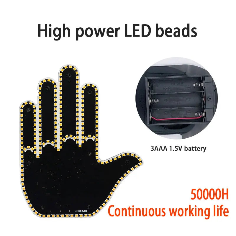 Car Finger Light With Remote Control Cool Funny Led Lighting Road Rage Middle Premium Automotive Accessory