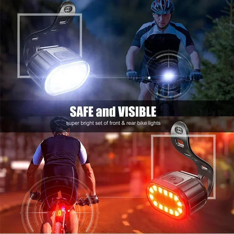 Cycling Bicycle Front Rear Light Set Bike Type C Rechargeable Flashlight Light MTB Waterproof Taillight LED Lantern Bike Parts