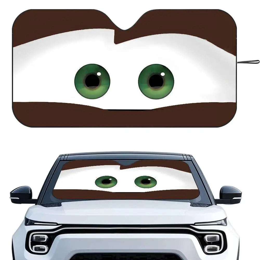 Cartoon Car With Cute Eyes Car Sun Shade Windshield Foldable Three-layer