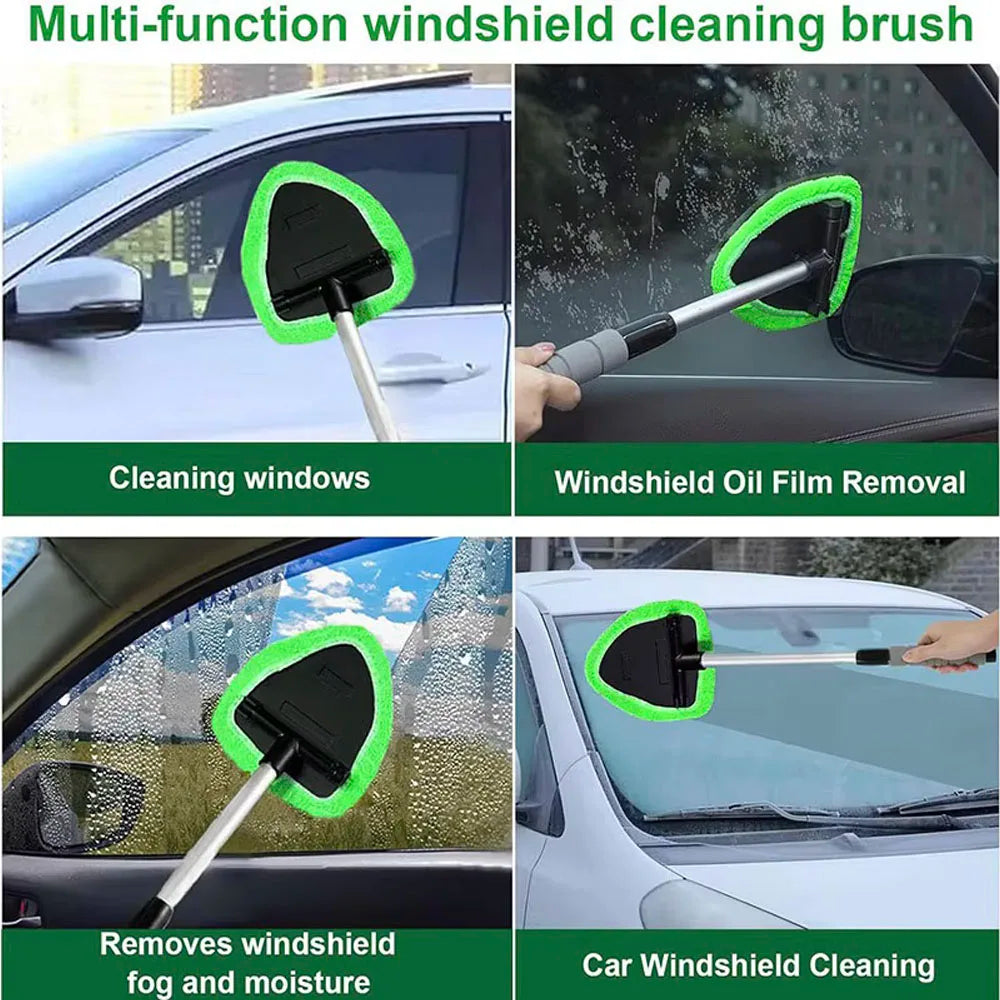 Telescopic Car Window Windshield Cleaning Brush Set Blue Microfiber Window Glass