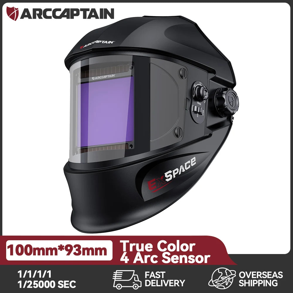 ARCCAPTAIN Auto Darkening Welding Helmet 1/1/1/1 Large Viewing 4 Arc Sensor Solar Power Welding Mask For ARC MIG MAG TIG CUT