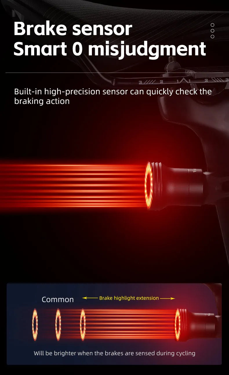WEST BIKING Bike Tail Light Smart Sensing MTB Road Bike Rear Light  IPX6 Waterproof Type-C Charging Taillight Cycling Accessory