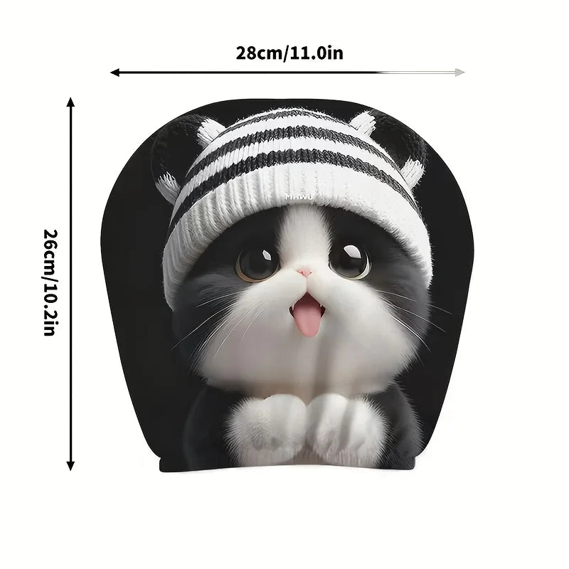 2 pcs Cute Striped Knitted Kitty Cat Car Headrest Covers Polyester Universal