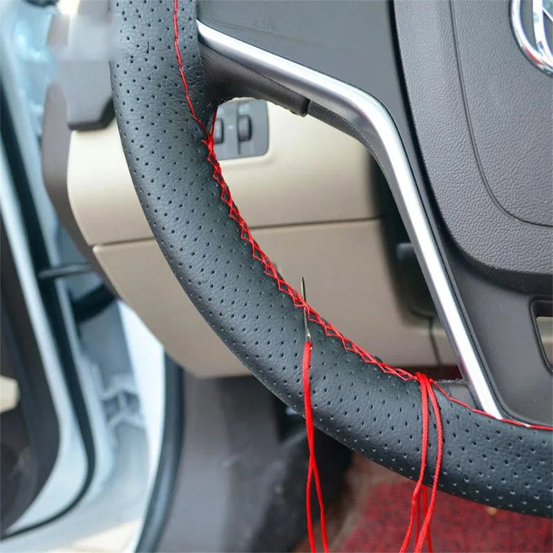 Car Steering Wheel Cover Needles And Braid Thread Artificial Leather Car Covers