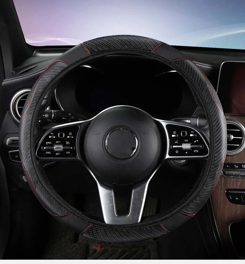 Car Steering Wheel Cover Breathable Anti Slip PU Leather Steering Covers