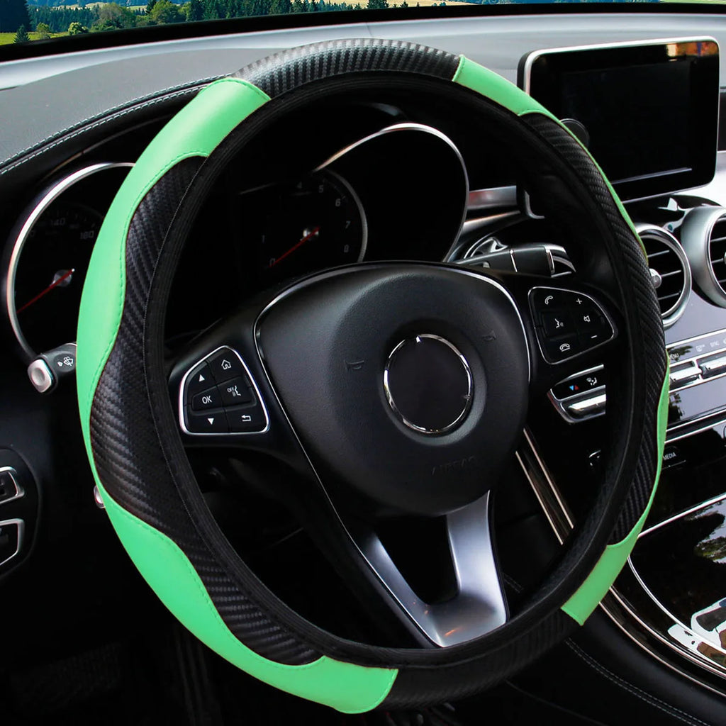 Car Steering Wheel Cover Breathable Anti Slip PU Leather Steering Covers