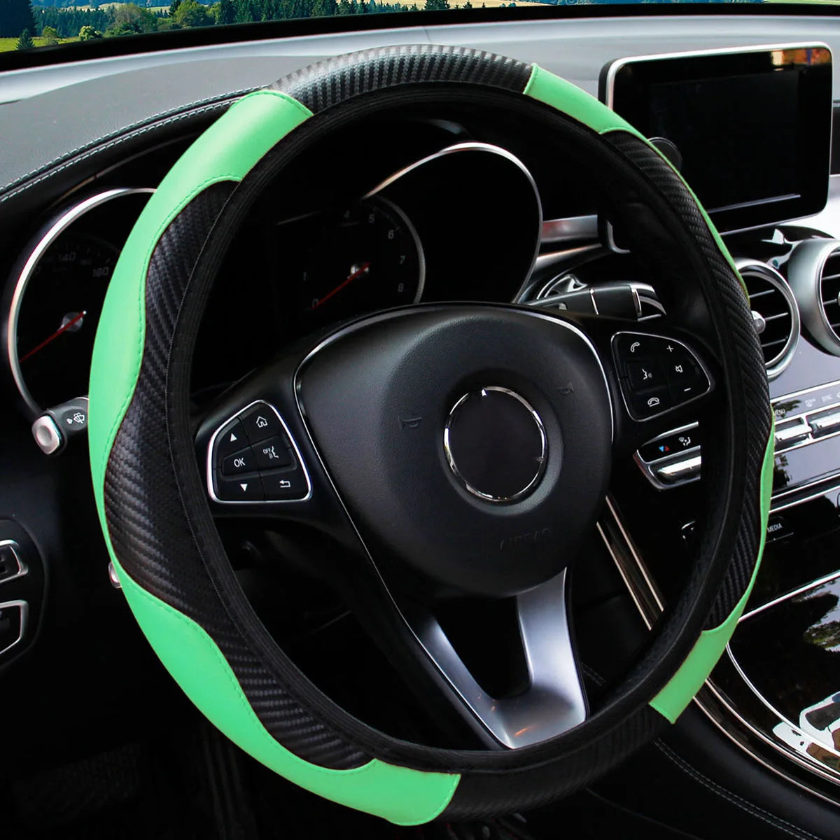 Car Steering Wheel Cover Breathable Anti Slip PU Leather Steering Covers