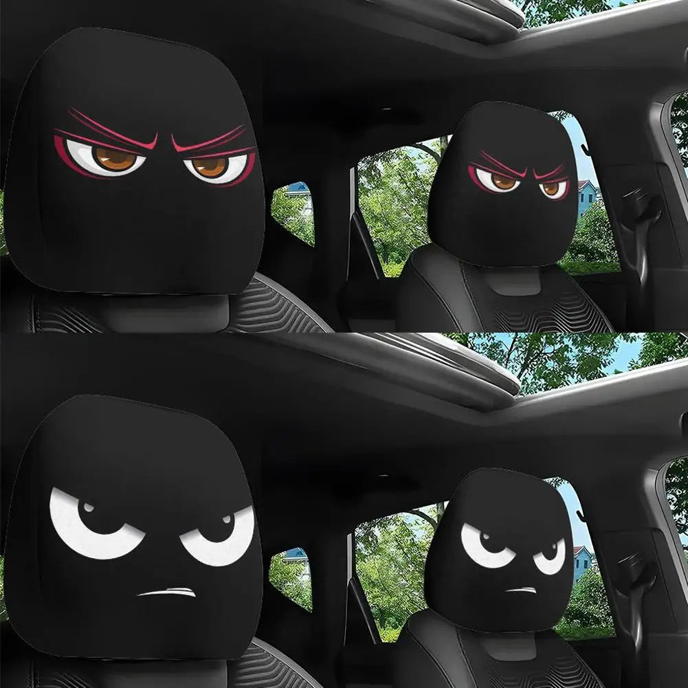 Funny Car Headrest Cover Elastic Slip On Seat Protector Mystery Interior Auto