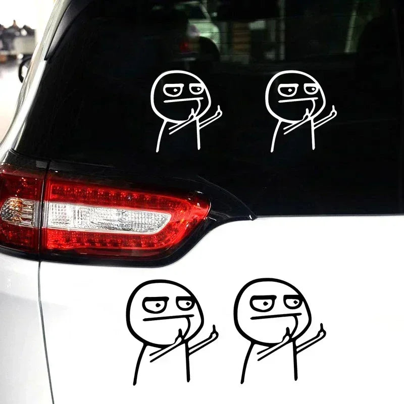 Funny Middle Finger Troll Face Meme 5PCS Stickers for Bumper Art Kid Decorations Premium Automotive Accessory
