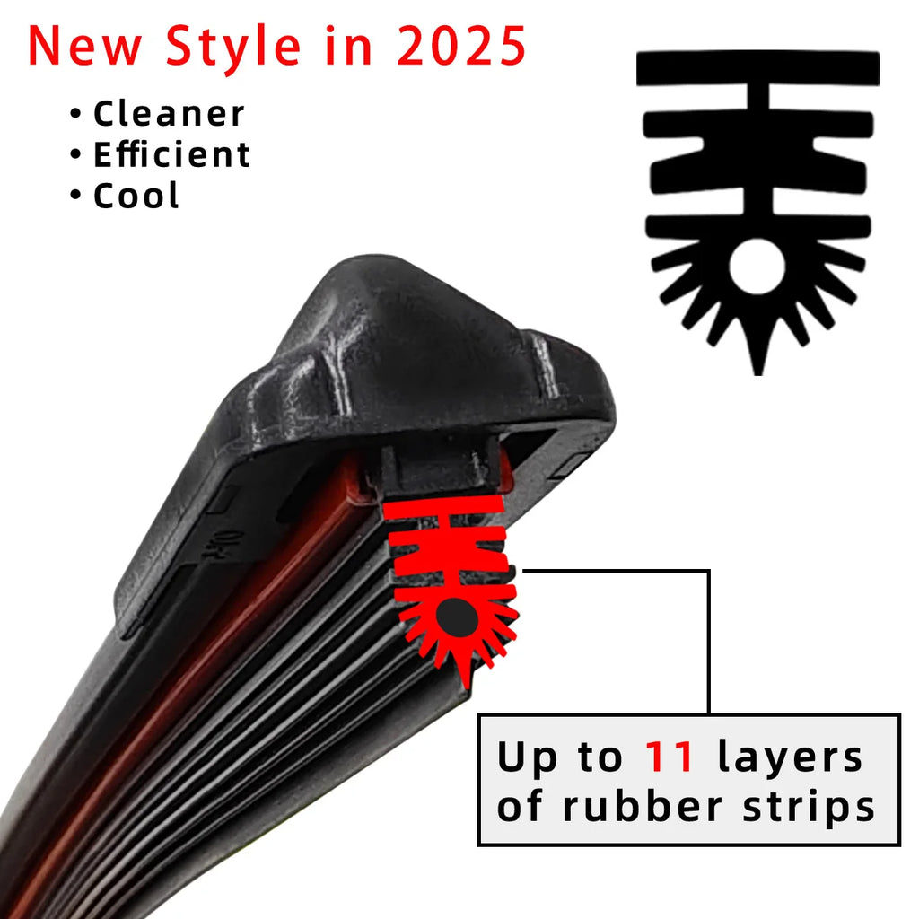 Car Front Windshield Wiper Blade 11 Layer Rubber Strip J/U-Shaped Premium Automotive Accessory