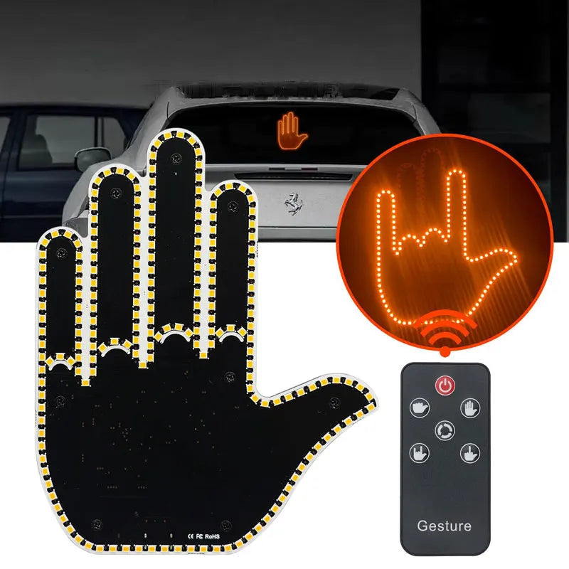 Car Finger Light With Remote Control Cool Funny Led Lighting Road Rage Middle Premium Automotive Accessory
