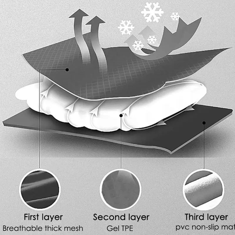 Motorcycle Gel Seat Cushion Breathable Heat Insulation Air Pad Cover Anti Slip