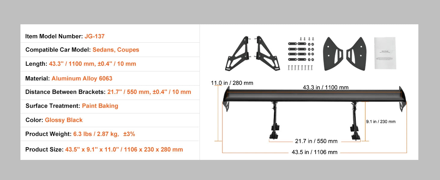 SucceBuy GT Wing Car Spoiler US Shipping Universal Spoiler with Double Deck Car